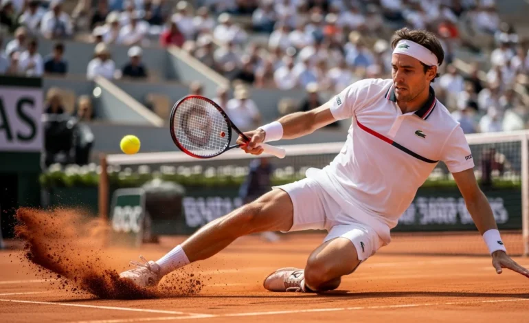 french open second round sees top seeds battle on parisian clay Action shot as French Open Second Round Sees Top Seeds Battle on Parisian Clay during a grueling afternoon match.