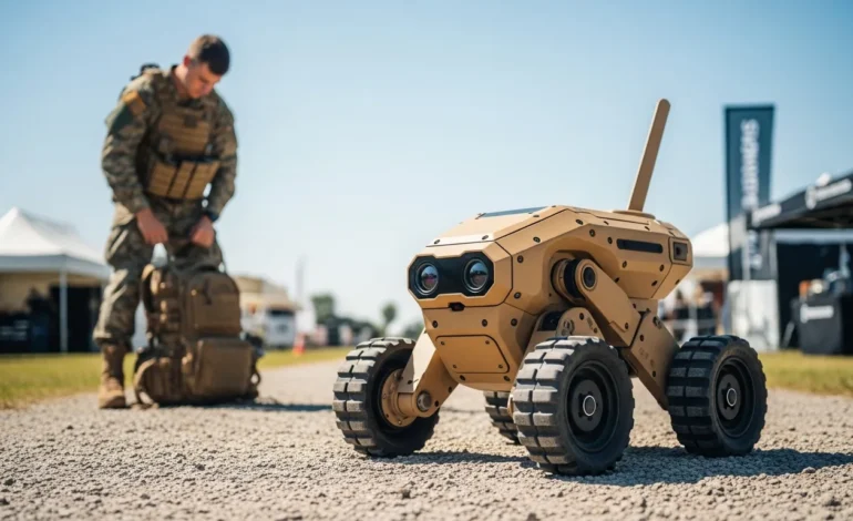 AeroVironment Launches TOM 50 RE Backpackable UGV at Eurosatory 2026, showcasing tactical robotics in the field.