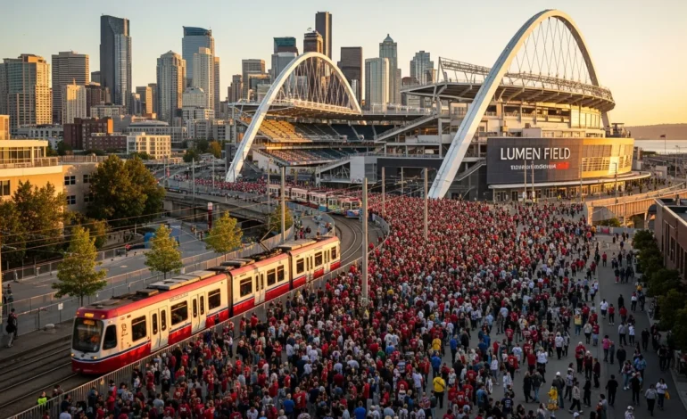 Fans arrive as Belgium and Egypt Square Off at Seattle's Lumen Field for World Cup Group Stage match.