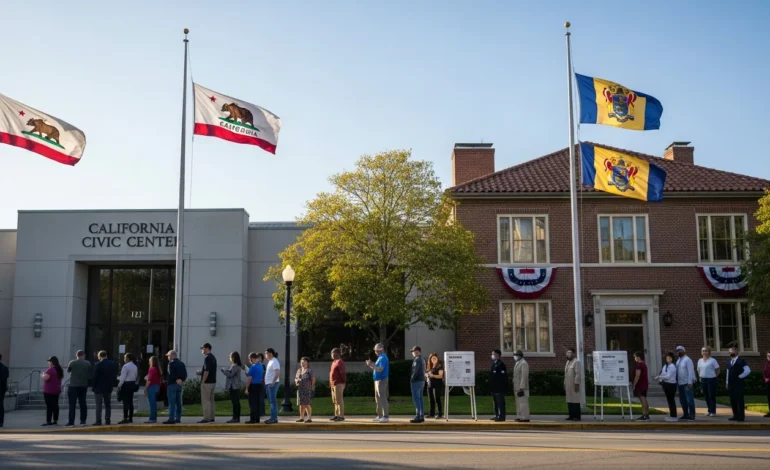 california and new jersey prepare for high stakes june 2 primary elections Citizens line up as California and New Jersey Prepare for High-Stakes June 2 Primary Elections at local polling stations.