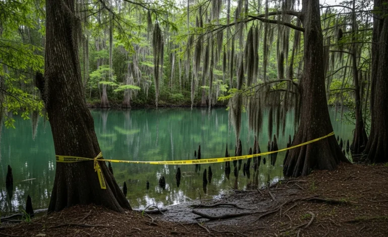 A quiet section of the Econlockhatchee River where a Florida Woman Killed in Alligator Attack While Swimming in River.
