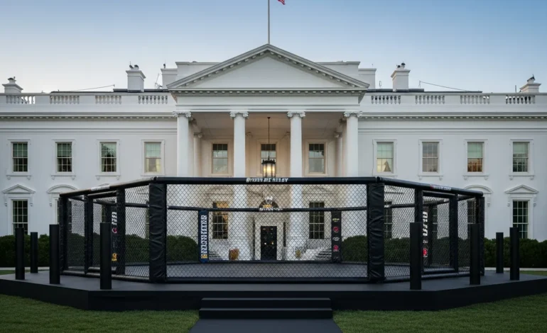 freedom 250 ufc stadium on white house lawn sparks national debate The 'Freedom 250' UFC Stadium on White House Lawn Sparks National Debate as crews prepare the South Lawn for the event.