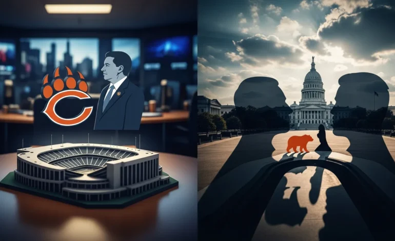 governor pritzker advises chicago bears on stadium lobbying strategy Governor Pritzker Advises Chicago Bears on Stadium Lobbying Strategy at a podium in Springfield.
