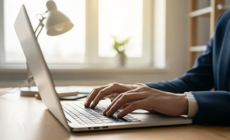 A person using a laptop to opt out of AI data collection under 2026 US privacy regulations.