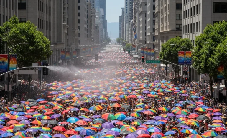 San Francisco Pride Parade 2026 Draws Thousands Amid High Heat as crowds gather under the bright California sun.