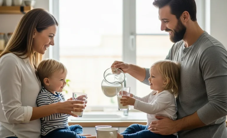 united states observes global day of parents and world milk day United States Observes Global Day of Parents and World Milk Day with a family sharing fresh milk at a sunny breakfast.