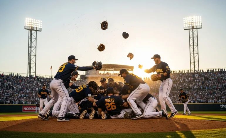 west virginia university baseball advances to first ever college world series after super regional sweep West Virginia University Baseball Advances to First-Ever College World Series After Super Regional Sweep celebration.