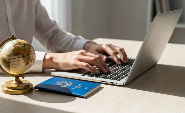 what is the 2026 application process for the diversity visa program A guide explaining what is the 2026 application process for the Diversity Visa Program on a modern laptop.