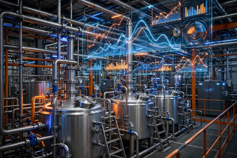 Batch process optimization AI: industrial batch reactors with an analytics overlay