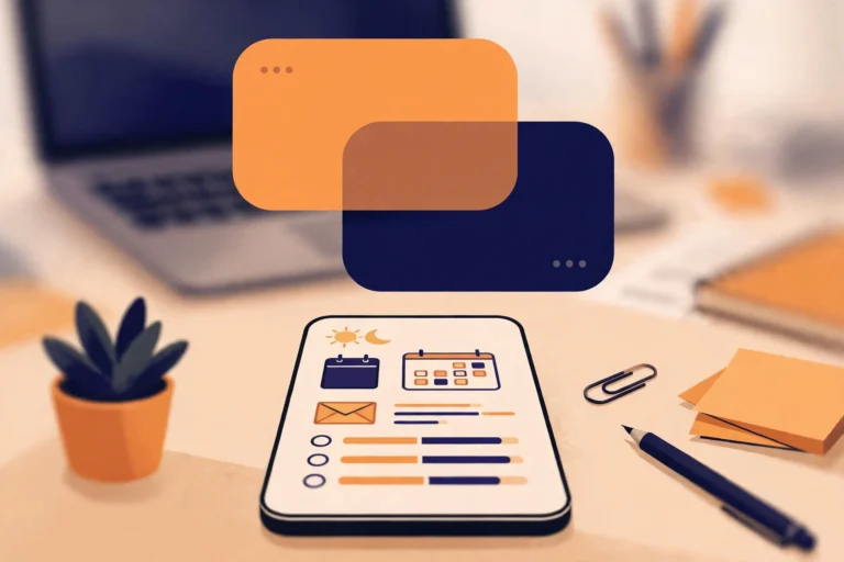 Illustration of a proactive AI assistant showing a morning briefing with calendar and email items on a smartphone