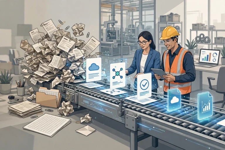 Digital workflow replacing tangled paper forms and manual spreadsheets