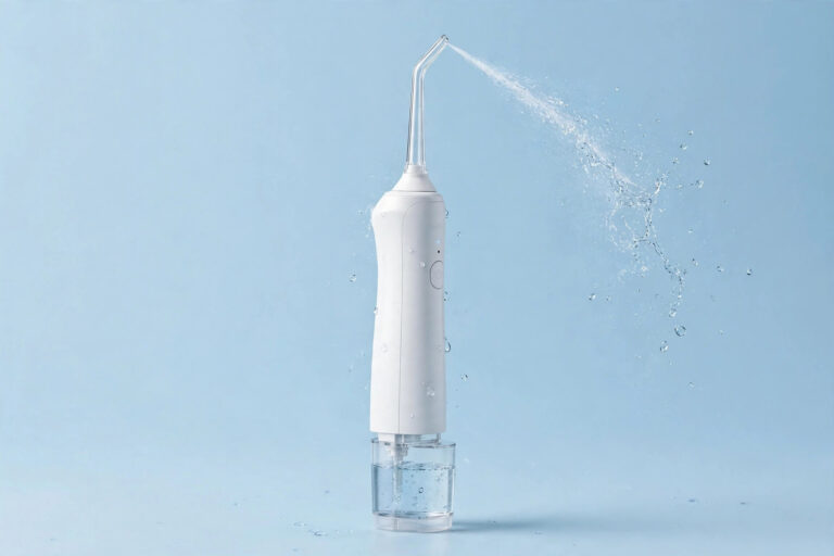 Smart OC water flosser with pulsating water jet — cordless oral irrigator illustration