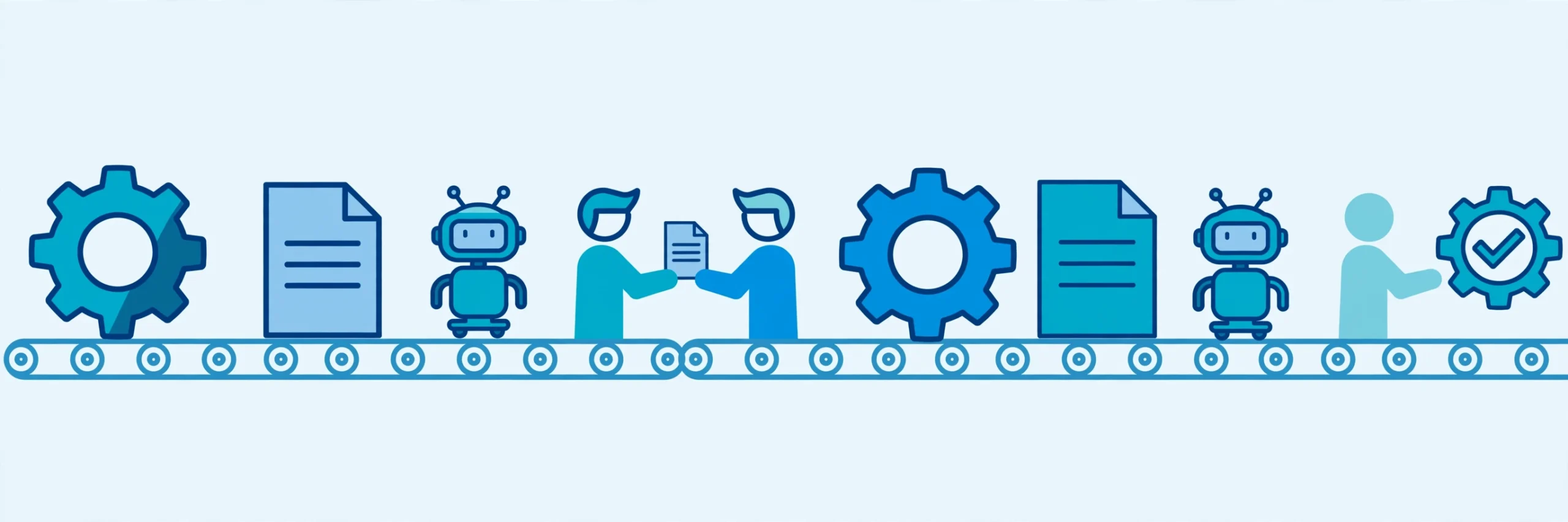 Flowchart illustration of different types of process automation, from task automation to hyperautomation